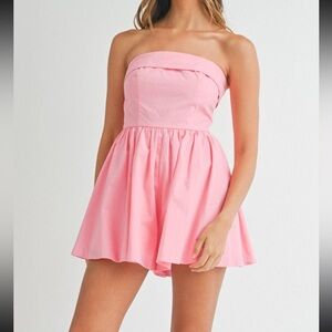 Pink Strapless Women's Romper